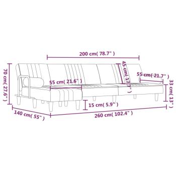 Schlafsofa in L-Form Blau 260x140x70 cm Samt