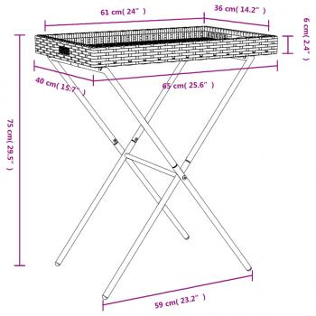 Tabletttisch Klappbar Schwarz 65x40x75 cm Poly Rattan