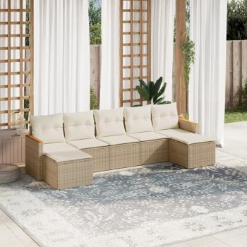 ARDEBO.de - 7-tlg. Garten-Sofagarnitur mit Kissen Beige Poly Rattan