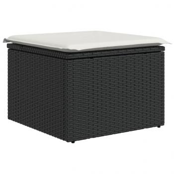 13-tlg. Garten-Sofagarnitur mit Kissen Schwarz Poly Rattan