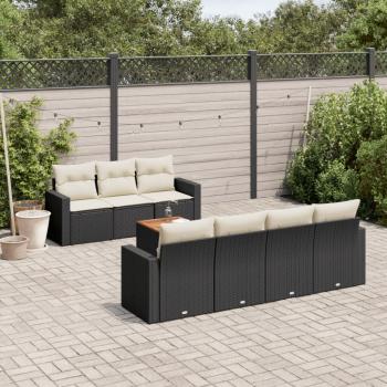 ARDEBO.de - 8-tlg. Garten-Sofagarnitur mit Kissen Schwarz Poly Rattan