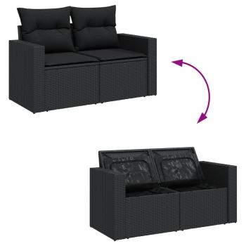 13-tlg. Garten-Sofagarnitur mit Kissen Schwarz Poly Rattan