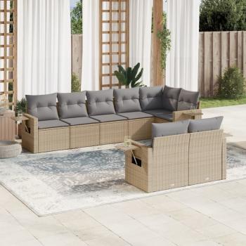 ARDEBO.de - 8-tlg. Garten-Sofagarnitur mit Kissen Beige Poly Rattan