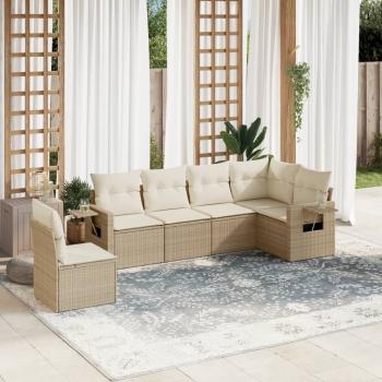 ARDEBO.de - 6-tlg. Garten-Sofagarnitur mit Kissen Beige Poly Rattan