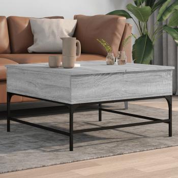 ARDEBO.de - Couchtisch Grau Sonoma 80x80x45 cm Holzwerkstoff und Metall