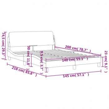 Bettgestell mit Kopfteil Dunkelgrau 140x200 cm Stoff