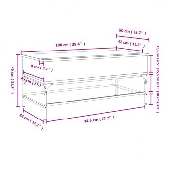 Couchtisch Schwarz 100x50x45 cm Holzwerkstoff und Metall