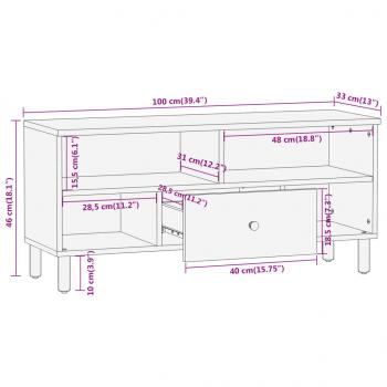 TV-Schrank 100x33x46 cm Massivholz Mango