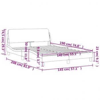 Bettgestell mit Kopfteil Hellgrau 140x190 cm Stoff