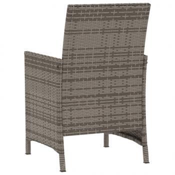 3-tlg. Bistro-Set mit Kissen Grau Poly Rattan