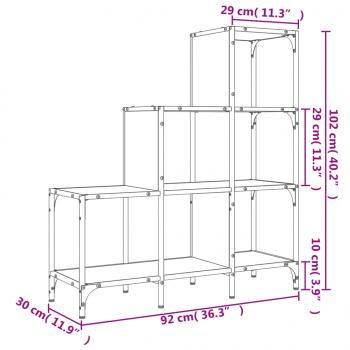 Bücherregal Räuchereiche 92x30x102 cm Holzwerkstoff und Metall