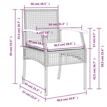 9-tlg. Garten-Essgruppe mit Kissen Beige Poly Rattan