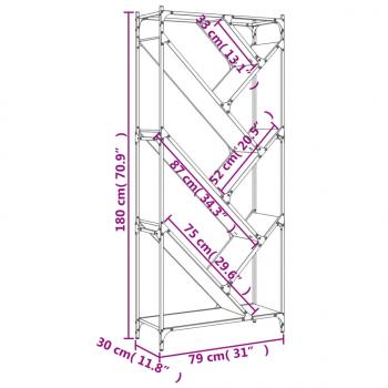 Bücherregal Räuchereiche 79x30x180 cm Holzwerkstoff und Metall