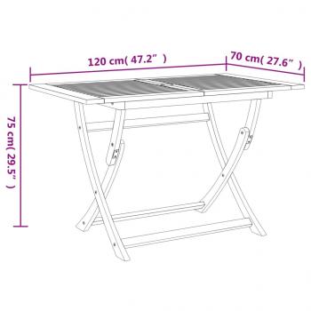 Gartentisch Klappbar 120x70x75 cm Massivholz Akazie