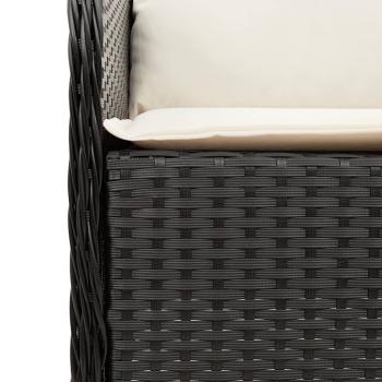 3-tlg. Garten-Essgruppe mit Kissen Schwarz Poly Rattan