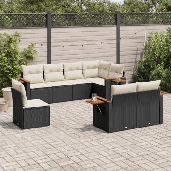 ARDEBO.de - 8-tlg. Garten-Sofagarnitur mit Kissen Schwarz Poly Rattan