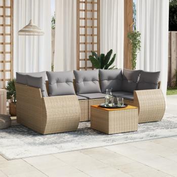 ARDEBO.de - 7-tlg. Garten-Sofagarnitur mit Kissen Beige Poly Rattan