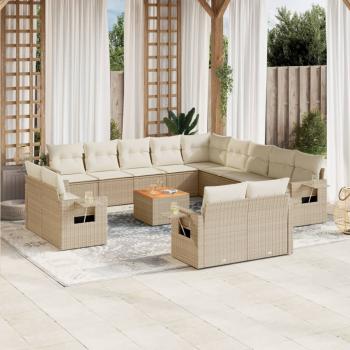 ARDEBO.de - 14-tlg. Garten-Sofagarnitur mit Kissen Beige Poly Rattan