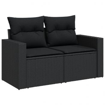 12-tlg. Garten-Sofagarnitur mit Kissen Schwarz Poly Rattan