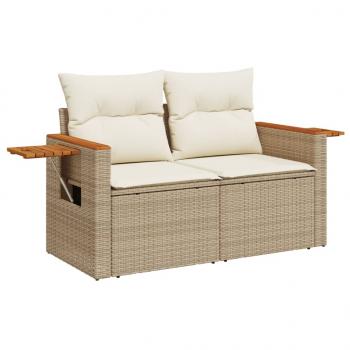 8-tlg. Garten-Sofagarnitur mit Kissen Beige Poly Rattan