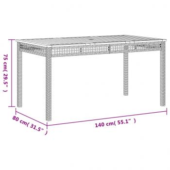 5-tlg. Garten-Essgruppe mit Kissen Schwarz Poly Rattan