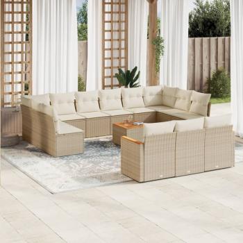 ARDEBO.de - 14-tlg. Garten-Sofagarnitur mit Kissen Beige Poly Rattan