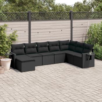 ARDEBO.de - 8-tlg. Garten-Sofagarnitur mit Kissen Schwarz Poly Rattan