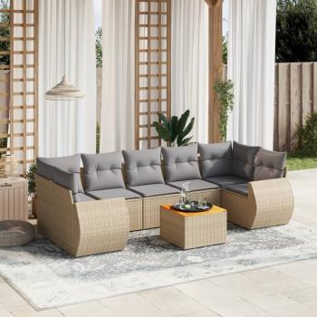 ARDEBO.de - 8-tlg. Garten-Sofagarnitur mit Kissen Beige Poly Rattan