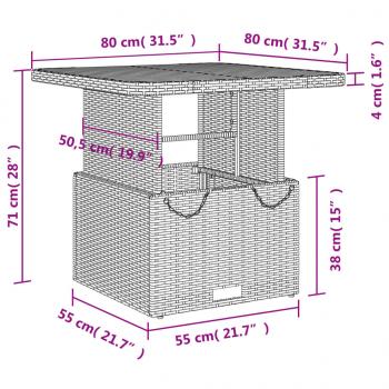 5-tlg. Garten-Essgruppe mit Kissen Grau Poly Rattan