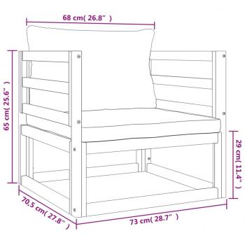 5-tlg. Garten-Lounge-Set mit Grünen Kissen Massivholz