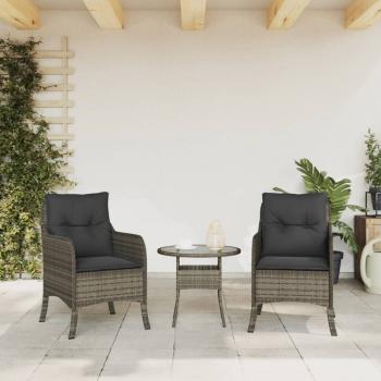 Gartenstühle mit Kissen 2 Stk. Grau Poly Rattan