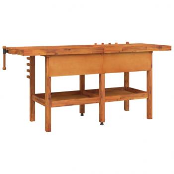 Werkbank mit Schubladen Schraubstöcken 192x62x83 cm Akazienholz