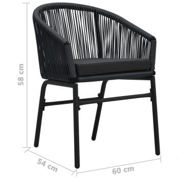 Gartenstühle 2 Stk. Schwarz PE-Rattan