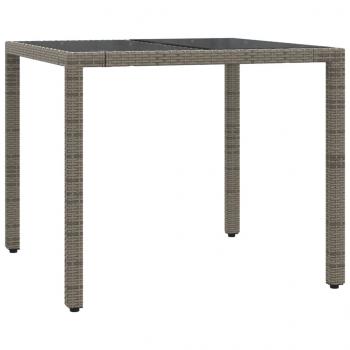 3-tlg. Garten-Essgruppe mit Kissen Grau Poly Rattan