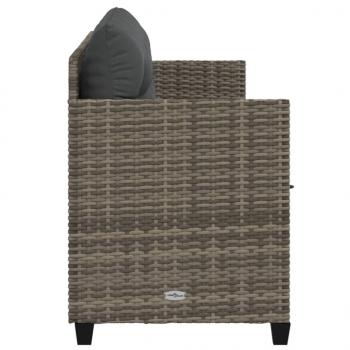 Sonnenliege mit Kissen Grau Poly Rattan