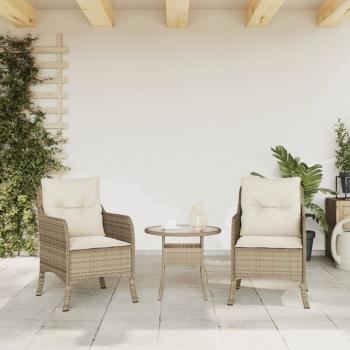 Gartenstühle mit Kissen 2 Stk. Beige Poly Rattan