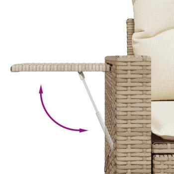 12-tlg. Garten-Sofagarnitur mit Kissen Beige Poly Rattan