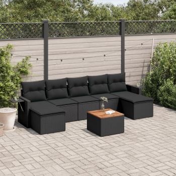 ARDEBO.de - 8-tlg. Garten-Sofagarnitur mit Kissen Schwarz Poly Rattan