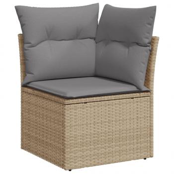 9-tlg. Garten-Sofagarnitur mit Kissen Grau Poly Rattan