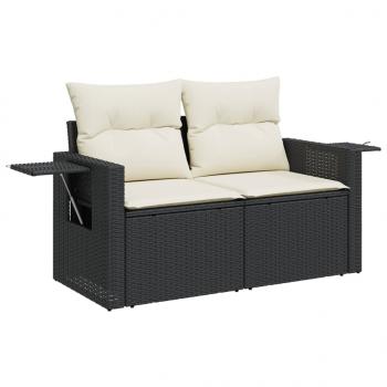 4-tlg. Garten-Sofagarnitur mit Kissen Schwarz Poly Rattan