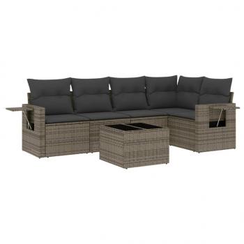 ARDEBO.de - 6-tlg. Garten-Sofagarnitur mit Kissen Grau Poly Rattan