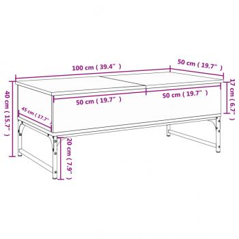 Couchtisch Grau Sonoma 100x50x40 cm Holzwerkstoff und Metall