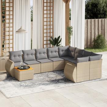 ARDEBO.de - 10-tlg. Garten-Sofagarnitur mit Kissen Beige Poly Rattan