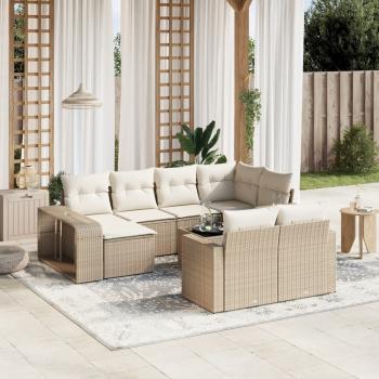 ARDEBO.de - 11-tlg. Garten-Sofagarnitur mit Kissen Beige Poly Rattan