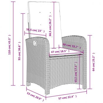 5-tlg. Garten-Essgruppe mit Kissen Schwarz Poly Rattan