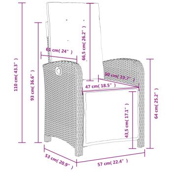 5-tlg. Garten-Essgruppe mit Kissen Schwarz Poly Rattan