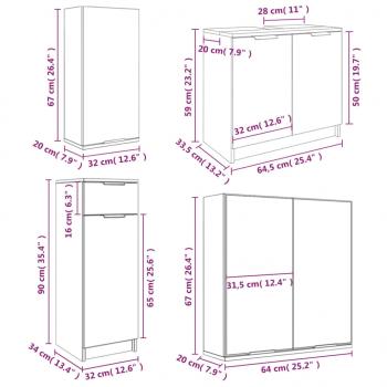 5-tlg. Badmöbel-Set Räuchereiche Holzwerkstoff