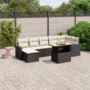 ARDEBO.de - 8-tlg. Garten-Sofagarnitur mit Kissen Schwarz Poly Rattan