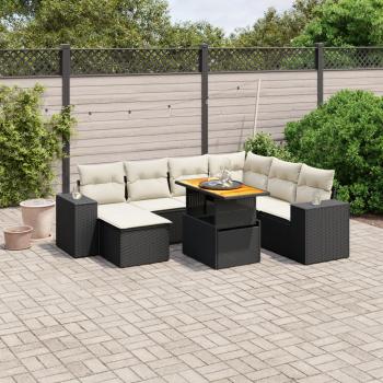 ARDEBO.de - 8-tlg. Garten-Sofagarnitur mit Kissen Schwarz Poly Rattan