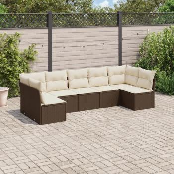 ARDEBO.de - 7-tlg. Garten-Sofagarnitur mit Kissen Braun Poly Rattan